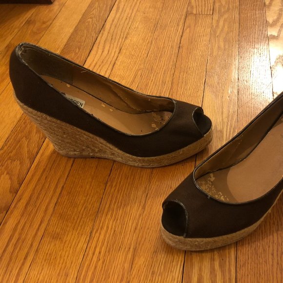 Steve Madden Canvas Espadrille Peep Toe Wedge - Picture 2 of 8
